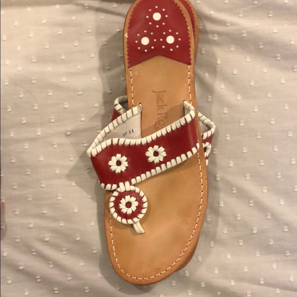 Red with white stitching Jack Rogers